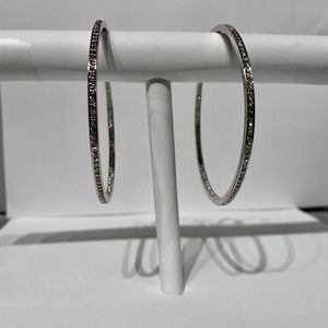 Sterling Silver Diamond Hoops